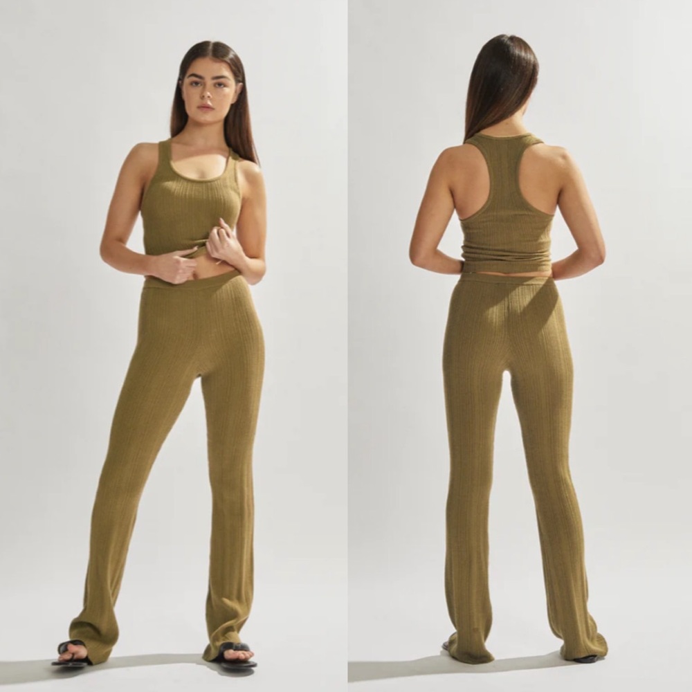 NWT One Mile The Label Henley Ribbed Pull on Pants in Khaki size Small